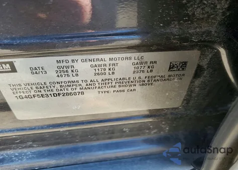 2013 Buick Lacrosse Premium z USA, uszkodzony, nr VIN 1G4GF5E31DF286078